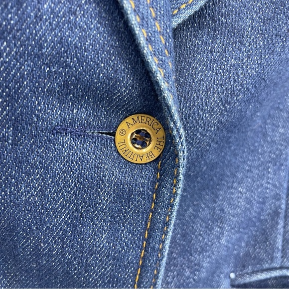 ‘America The Beautiful’ Vintage Two Button-Down Denim Blazer with Embroidery S/M - Picture 6 of 8